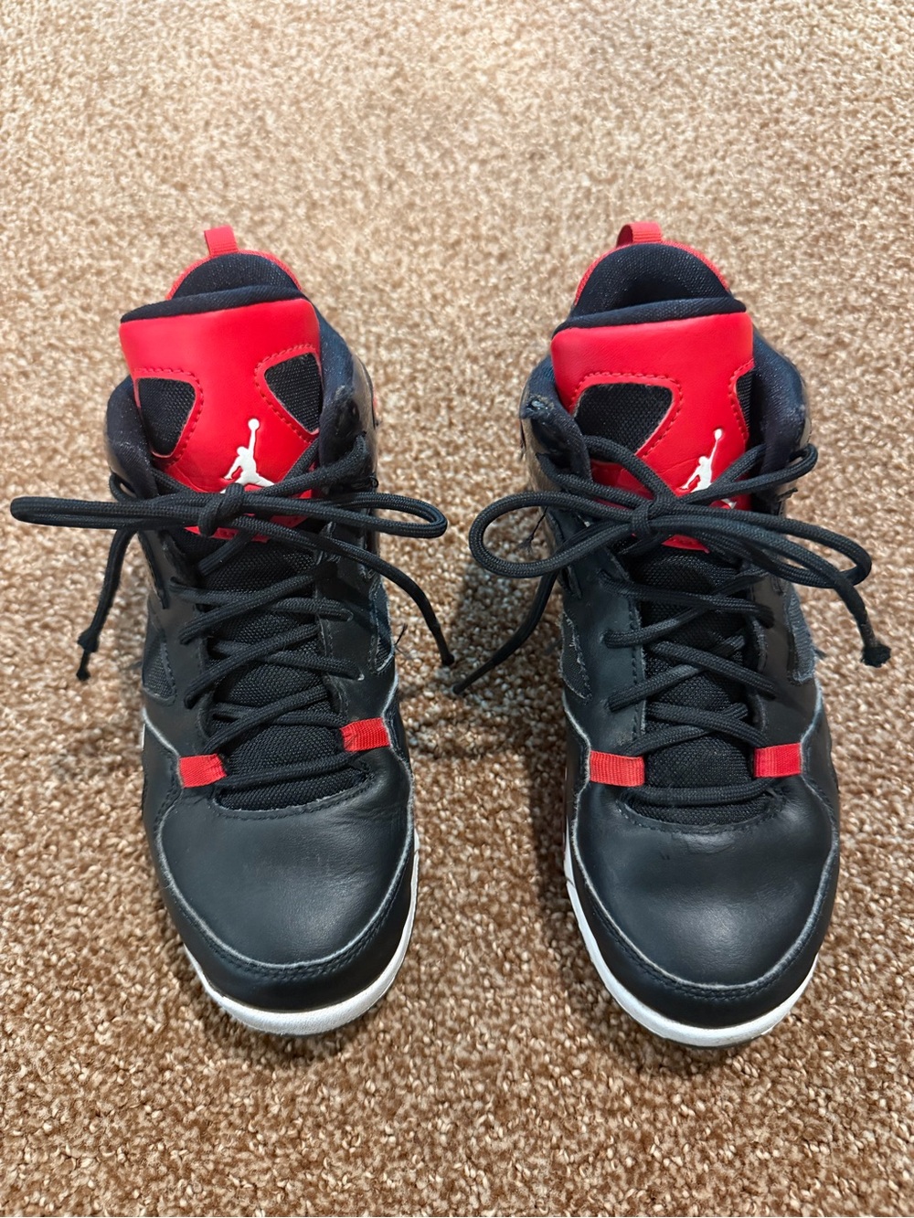 Jordan Black and Red High-Top Basketball Sneakers